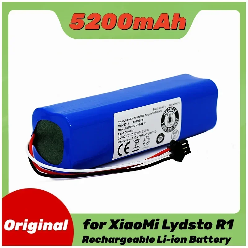 

Для XiaoMi Lydsto R1 литий-ионная аккумуляторная батарея, робот-пылесос R1 18650, 14,4 В, 5200 мАч, аккумулятор, аксессуары для пылесоса
