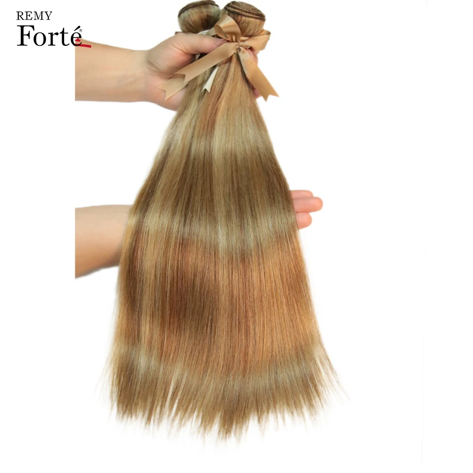 Ombre Remy P8/22 P27/613 P6/22 bundel rambut Brasil tenunan 10-24 inci ekstensi rambut manusia lurus bundel jalinan rambut pirang