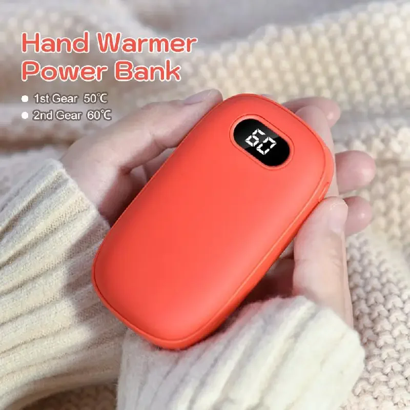 Portable Hand Warmer Power Bank USB Rechargeable Mini Hand Warmers With Digital Display 2 Temp Levels For Travel Outdoor Camping