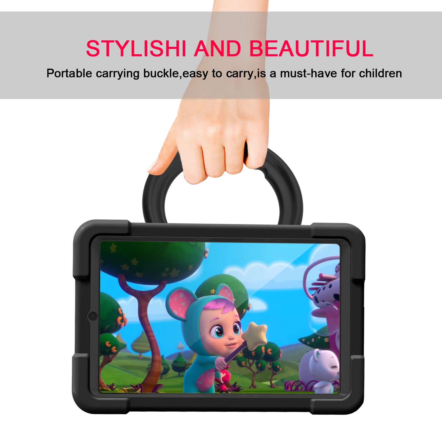 360 Rotation Cas Pour Samsung Galaxy Tab A 8.4 2020 SM-T307 SM-T307U Enfants Funda Stand Cover oligPC Avec Poignée Portable Grip # R
