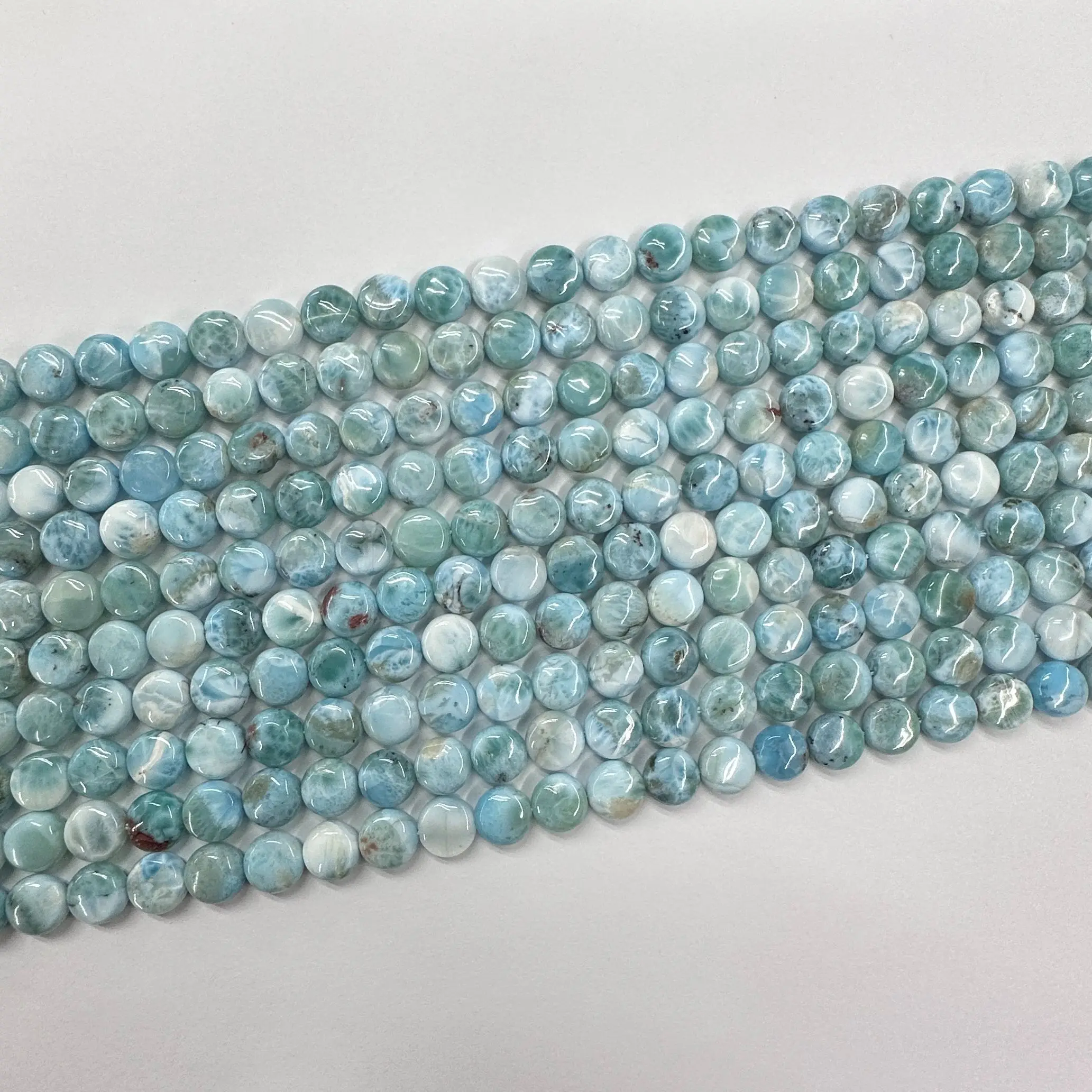 Natural 10mm Coin Dominica Larimar/Copper Pectolite Natural Stone DIY Loose Beads For Jewelry Making Strand 15\