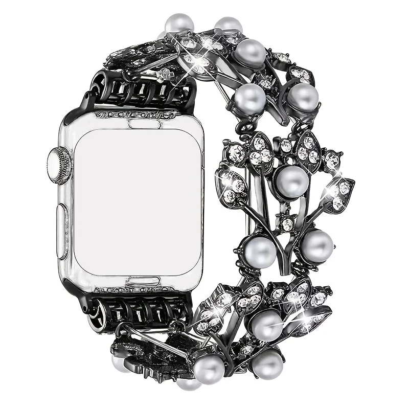 1 قطعة سوار مرن لساعة أبل 38/40/41/42/44/45/46/49 مللي متر بلينغ حزام ساعة اليد ل Iwatch Ultra Series 1-10 حزام الساعات