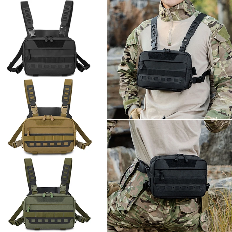 1000D Tactical Chest Rig Bag EDC Organizer Pouch Molle Utility Admin Pouch Hunting Vest Bag Combat Fanny Pack for Outdoor Recon