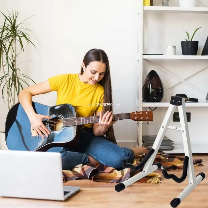 Portable Metal Folding Acoustic Guitar Stand Adjustable Floor Guitar Holder