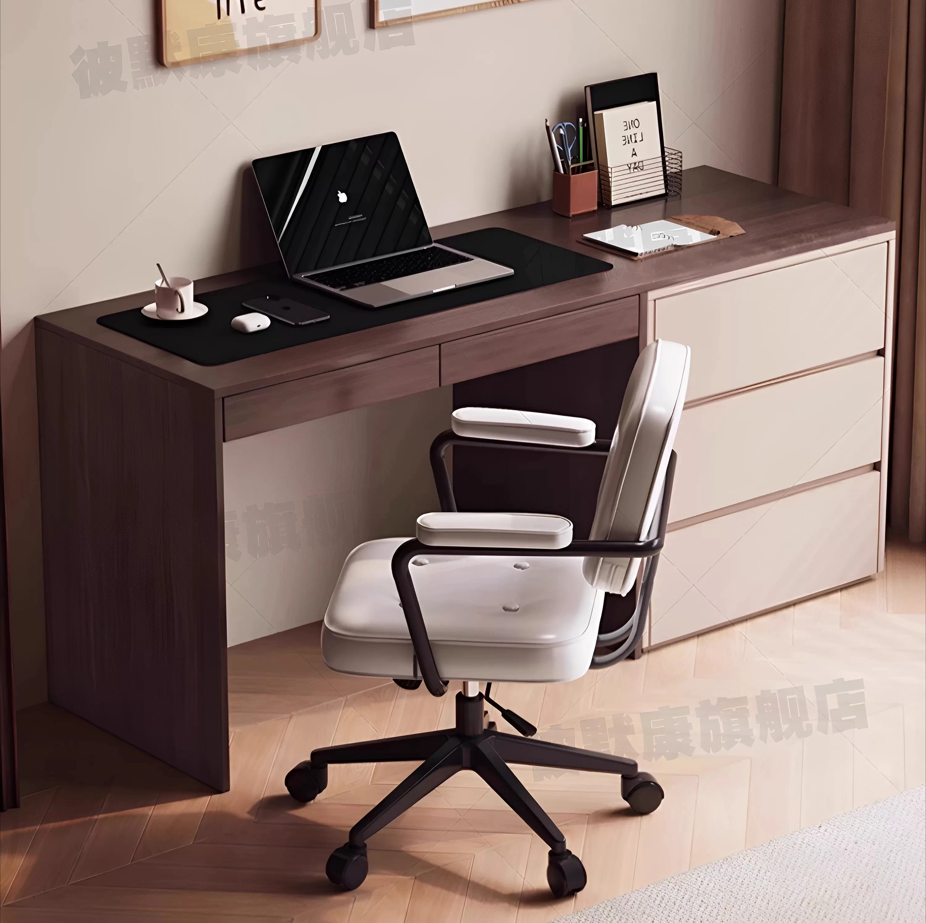 Solid wood desk computer desk bedroom simple chest dresser integrated desk