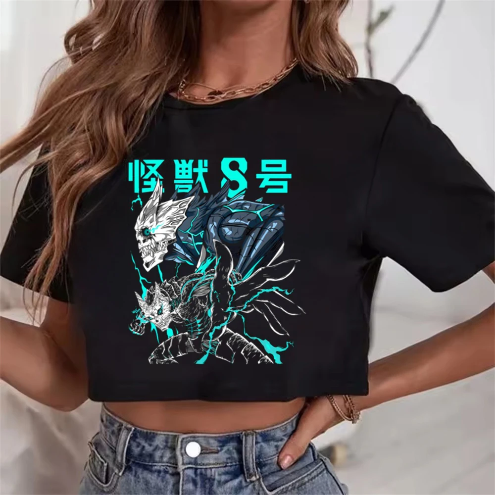 Kaiju No. 8 tops cortos estilo shoujo y2k, camiseta barata de manga dollette, divertida y linda con memes japoneses