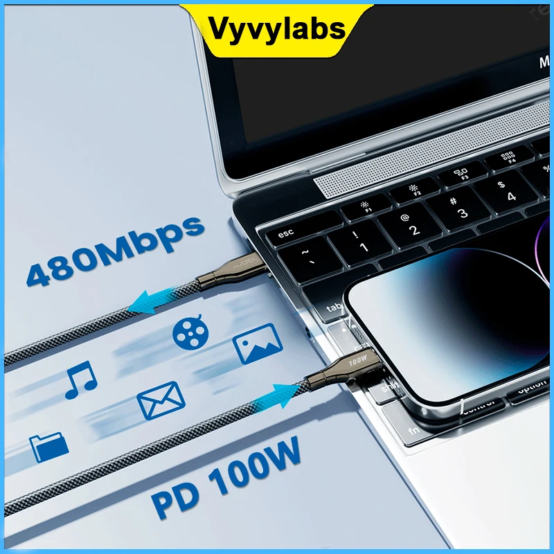 

Vyvylabs PD 100w Type-C cable fast charging data cable is suitable for Huawei Xiaomi MacBook iPad iphone15 fast charger cable