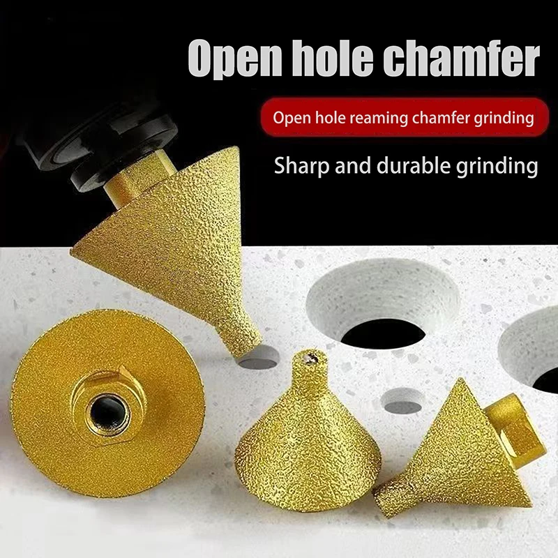 1PC Porcelain Tiles Marble M10 M14 Thread Diamond Beveling Chamfering Bit Hole Drill Reaming Cone Carve Polish Grinding Wheel