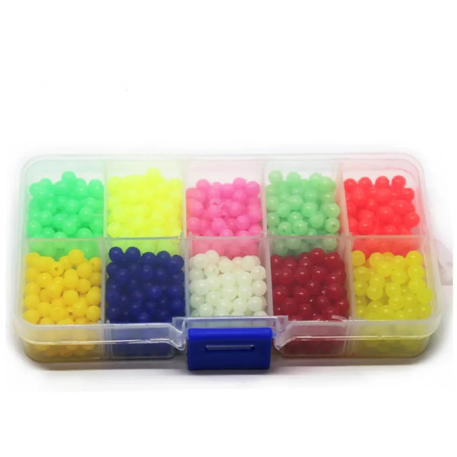 Glow Fishing Beads Saltwater Freshwater 1000pcs 5mm Plastic Fish Beads Luminous Round Egg Beads Assortment Fishing Tackle Tools