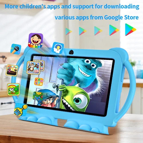 Imagen 2 del producto 2025 nueva tableta para niños de 7 pulgadas con funda a prueba de dibujos animados 5G WiFi Google Learning Education Tablet PC 4GB RAM 64GB ROM 4000mAh