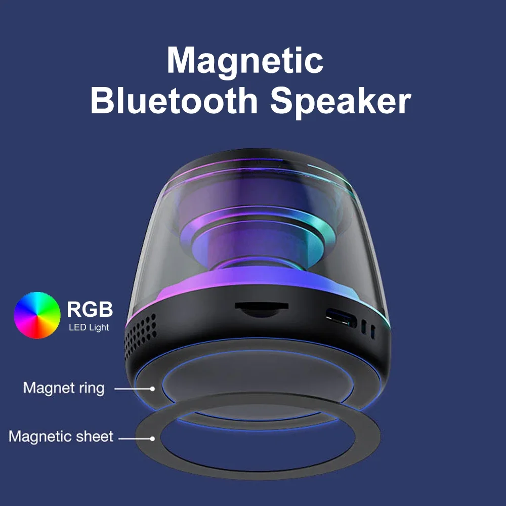 

Magnetic Bluetooth Speaker RGB Mini Portable Speaker Magnetic Phone Holder Ring Wireless Sound Box Bluetooth Speaker Tower