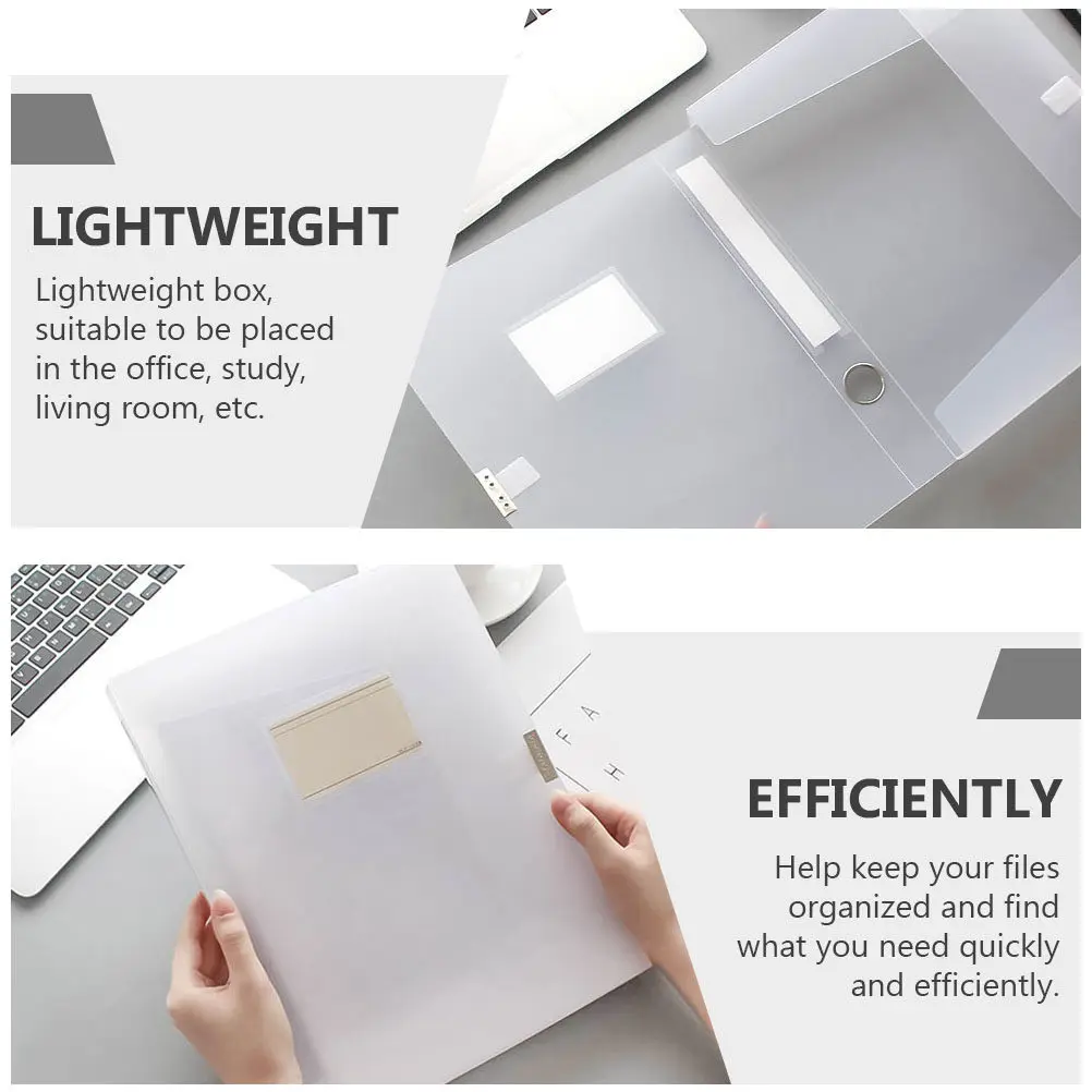 

2Pcs Data File Box PVC Transparent Case for A4 Documents Magazine Holder Desktop Storage Organizer File Folder