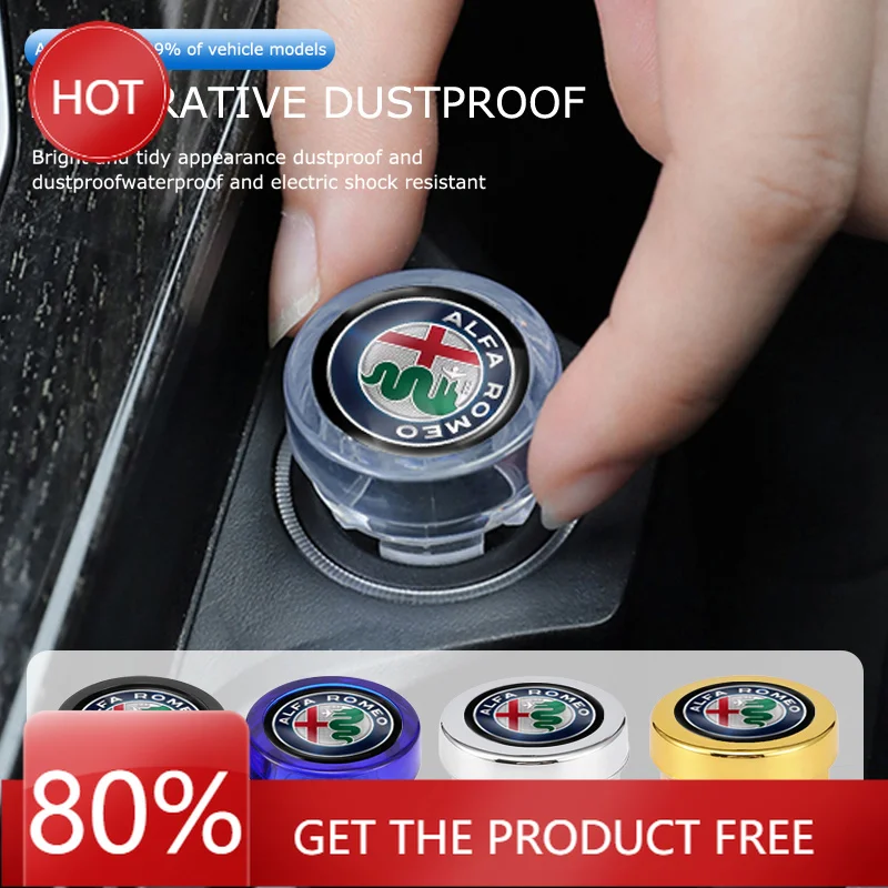 Hub Caps Car Cigarette Lighter Dustproof Cap Waterproof Decor Cover For Alfa Romeo 147 Giulia MiTo 156 159 Stelvio 4C Giulietta