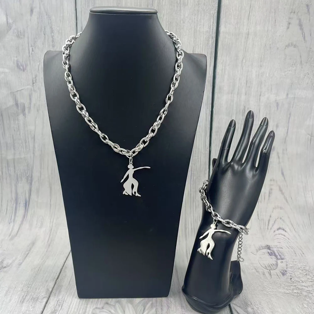 

University College Sorority sisters Club Delta Girl Pendant Stainless Steel Bracelet Necklace Set Gift