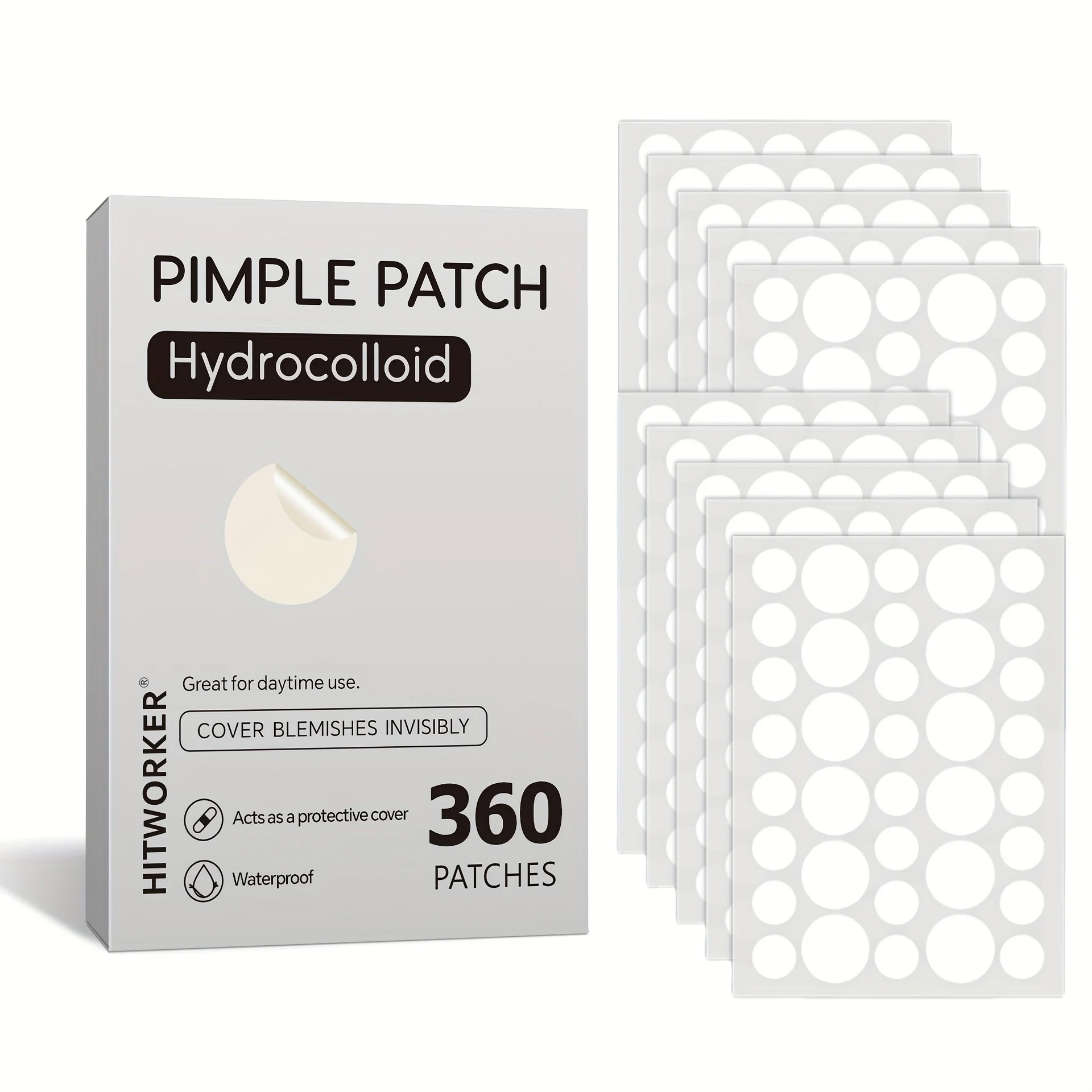 Parches para el acné, corrector invisible y sin rastro, 360 piezas |   Limpieza facial/Absorbente del acné Delgado, invisible, impermeable y brea