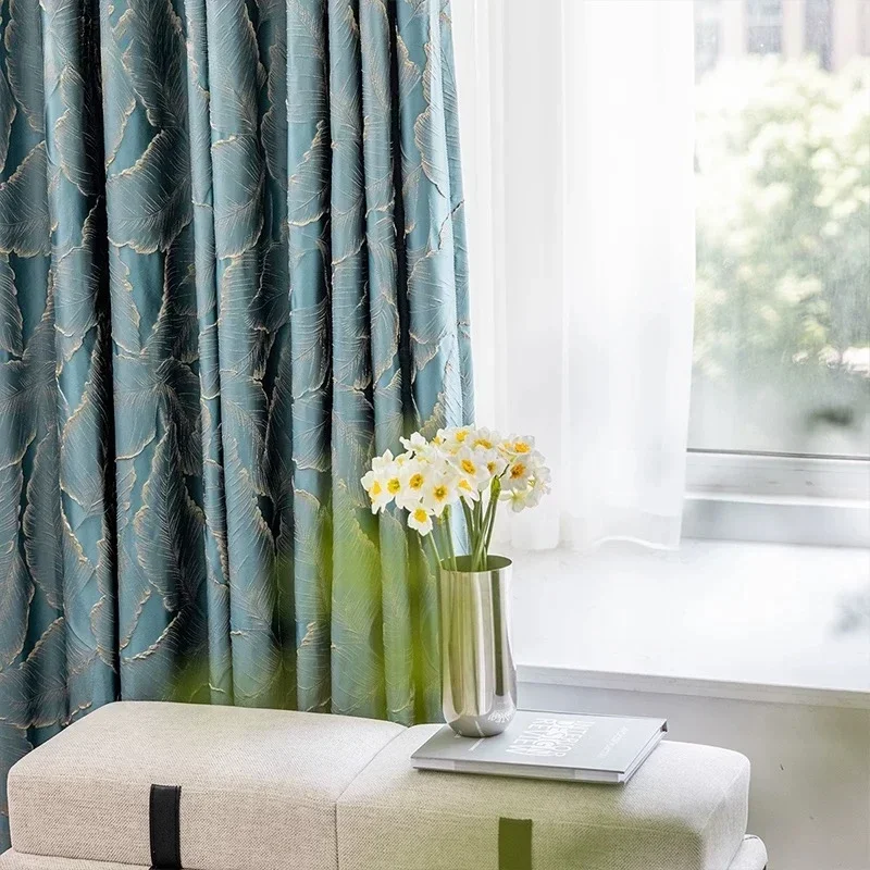 

European Style Luxury Curtains Bedroom Living Room High Precision Jacquard Relief Gold Curtain Thick Shading House Decor Custom