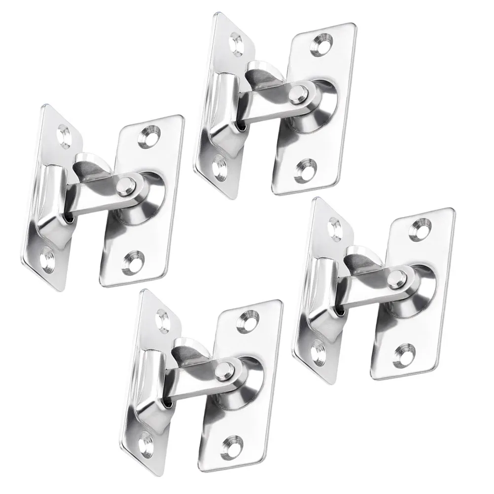 4Pcs 90 Degree Stainless Steel Door Latch Bolt Heavy Duty Anti-Theft Right Angle Sliding Door Lock for Indoor Outdoor Use