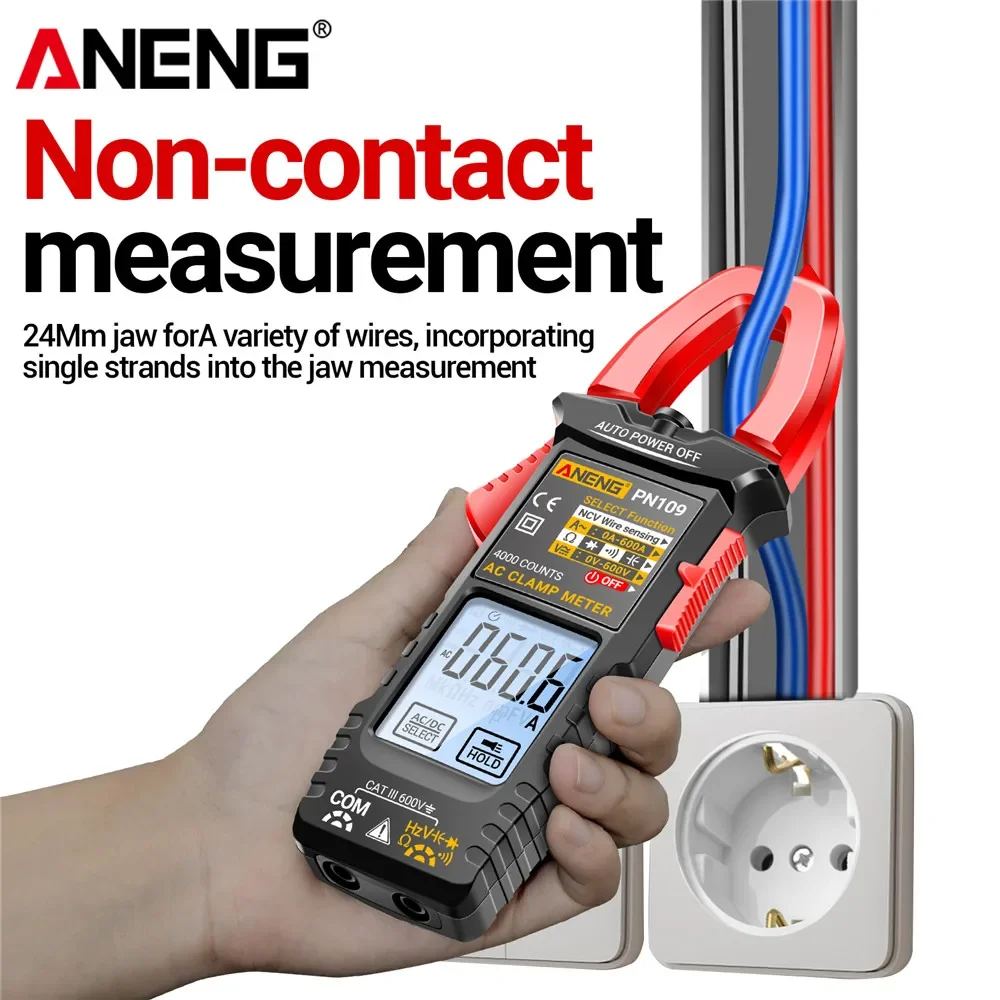 ANENG PN109 Stroomtang 4000 Count Digitale 600A Hoge Stroom NCV Professionele Slimme Inductie Contactloze Meetinstrumenten