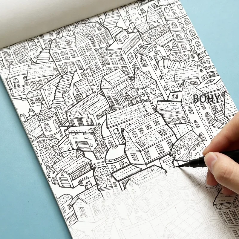 1 Adult Stress Relieving Immersive Coloring and Drawing Album, 24 Pages Cultivate Concentration, Holiday High-end Cultural Gifts