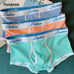 3Pcs Mens Boxer Shorts Thread Cotton Men Underwear Fashion Mid-Waist Men's Panties Soft Youth Teenagers Man Underpants