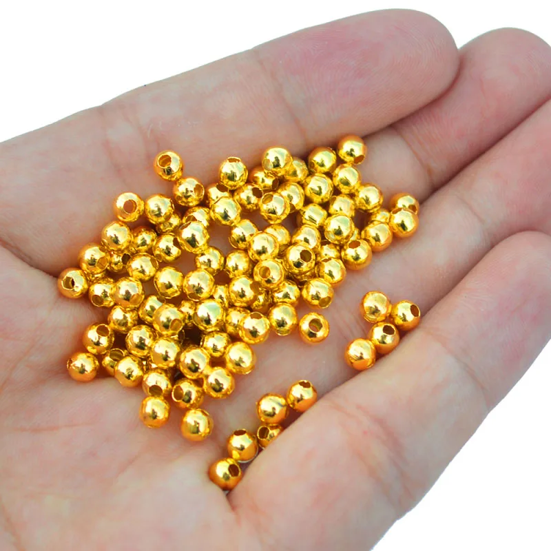 Brass Fishing Beads 1000pcs/lot Gold Silver Round Metal Fishing Spoon Beads Fishing Lure DIY Mini Beads 2mm/2.4mm/3mm/4mm