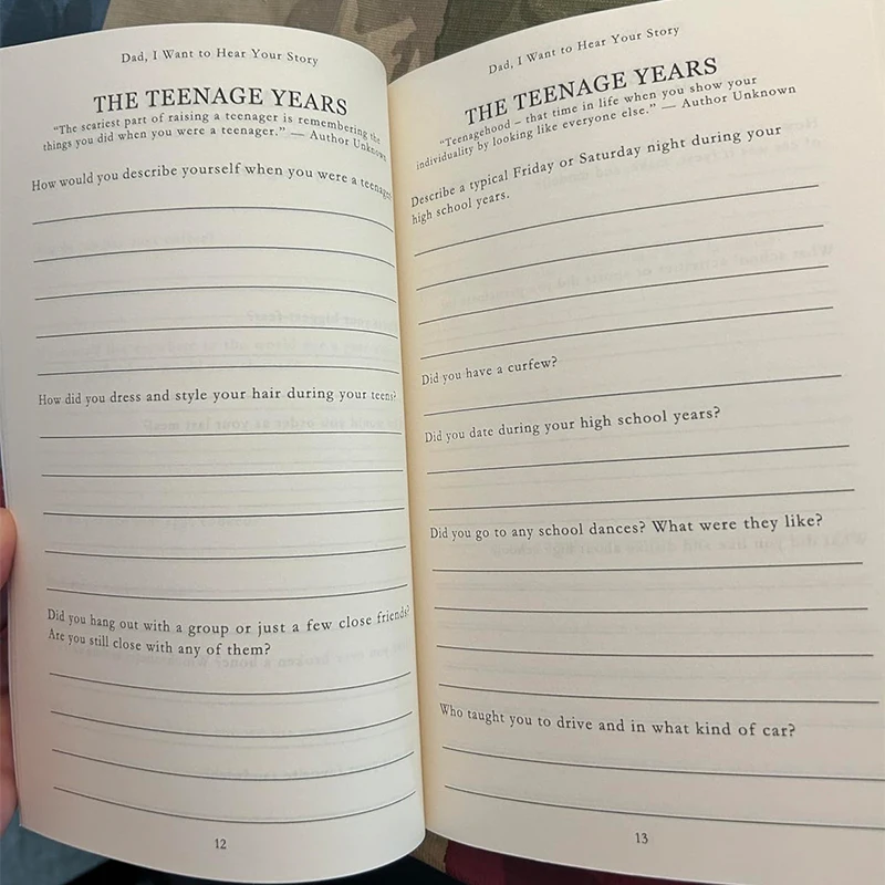 Tagebuch „Papa/Mama I Want To Hear Your Story“, „A Father's Guided Journal“, Mehrzweck-Tagebuch, tragbares Notizbuch für Schule und Eltern