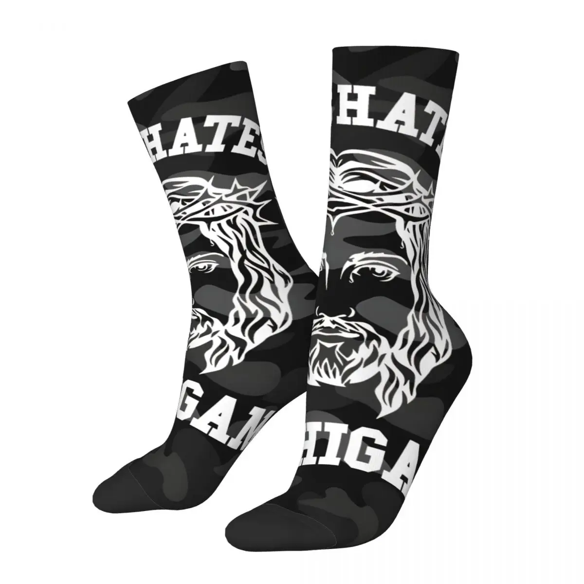 Hip Hop Retro Sign Crazy Men's compression Socks Unisex J-Jesus Harajuku Seamless Printed Funny Novelty Happy Crew Sock Boy Gift