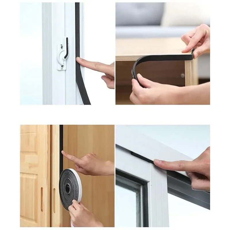 EVA Single Sided Foam Tape 1mm 2mm 3mm Thick Self Adhesive White Seal Strip for Window Door Insulation Anti Collision