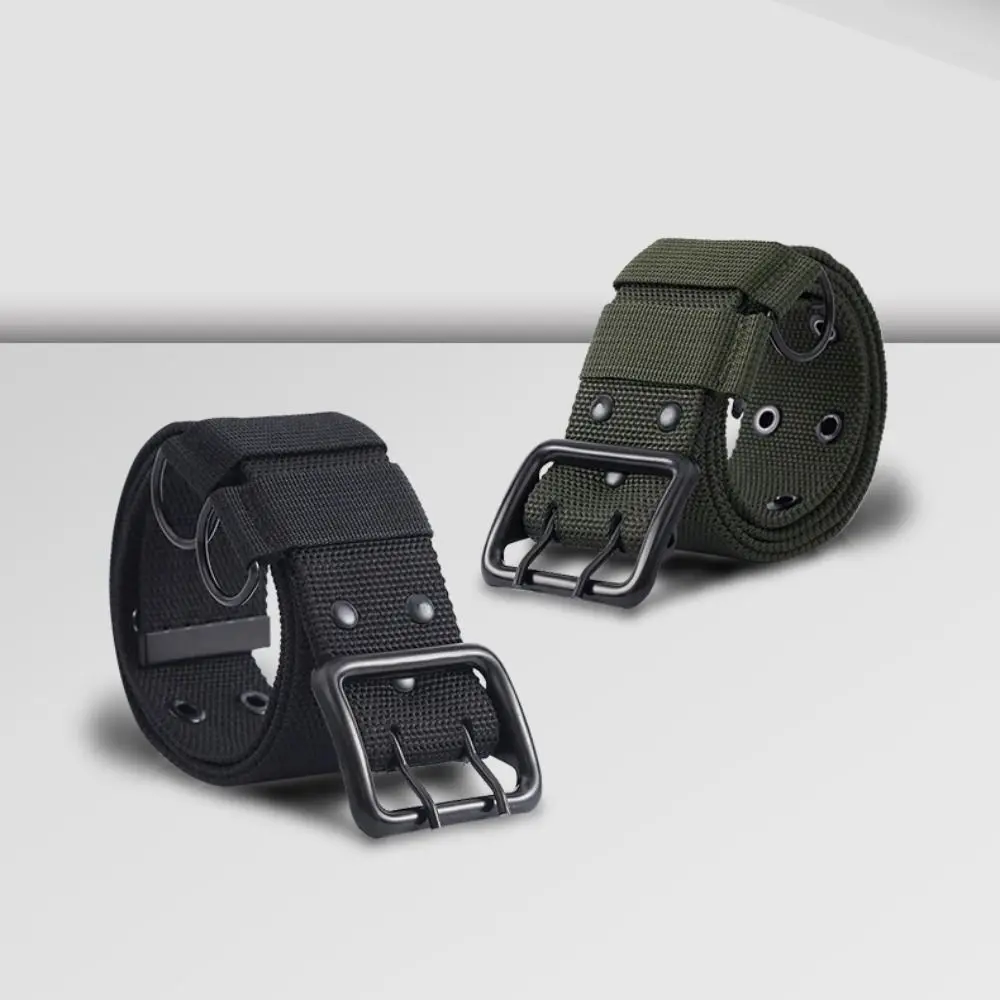 Casual 5cm Men's Training Belt Double Needle Buckle Adjustable Nylon Braided Belt Multifunctional Sports Belts