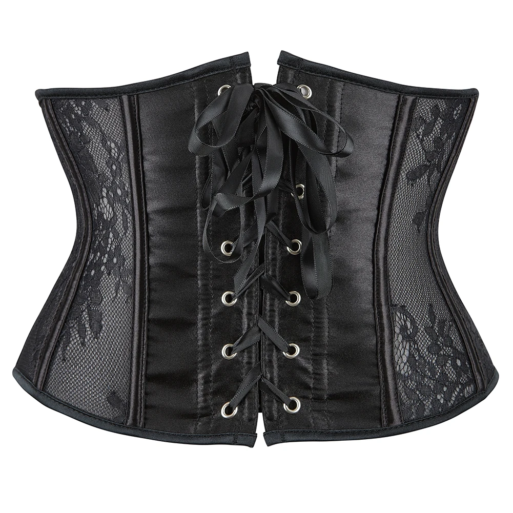 Gothic Underbust Corset Breathable Floral Hollow Out Bustier Steampunk Body Shaper Korset