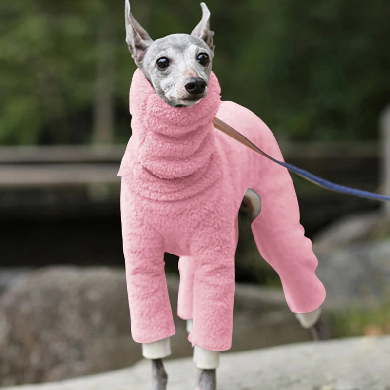 Fashion Solid Greyhound Doberman Coat Pet Winter Fleece Turtleneck Vest Jacket Whippet Gree Dog Jumper Winter Warm Dog Clothes