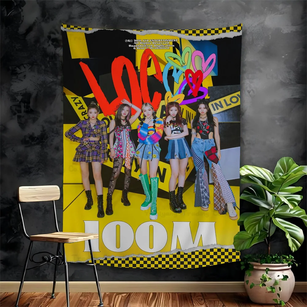 ITZY Korean Singers Hanging Bohemian Tapestry Hanging Tarot Hippie Wall Rugs Dorm Wall Hanging Home Decor