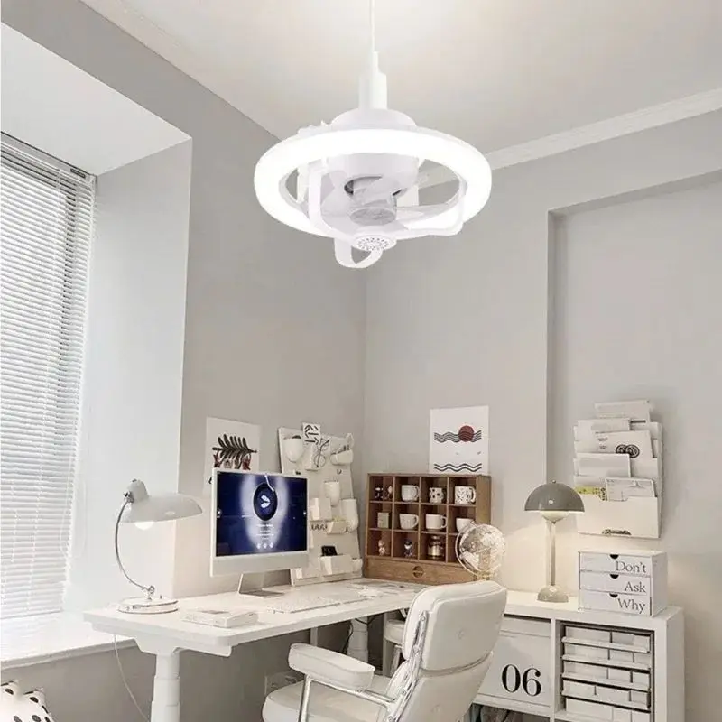 E27 50 Вт 220 В Потолочный вентилятор со светодиодной подсветкой и люстрой с дистанционным управлением RGB Цветная вентиляционная лампа с регулируемой яркостью для домашнего освещения