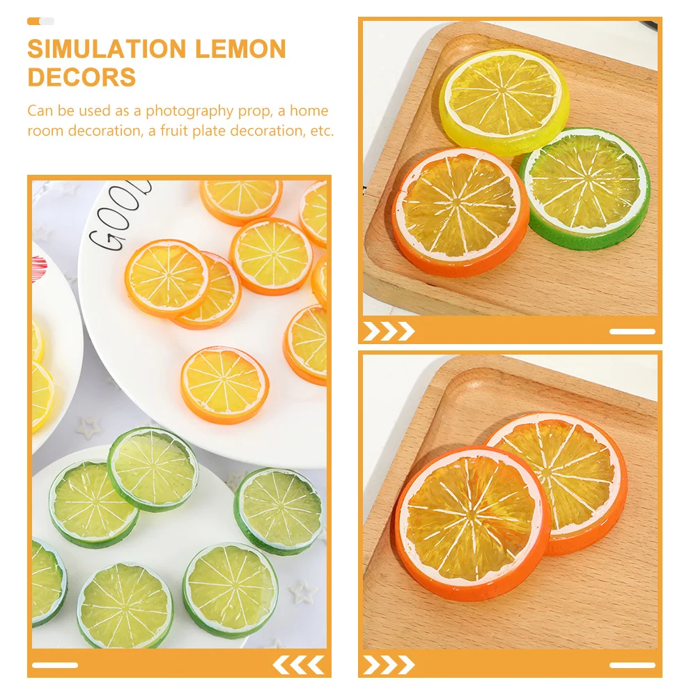 20 Pcs Artificial Lemon Ornament Imitation Slice Fruit Grapefruit Slices Decoration