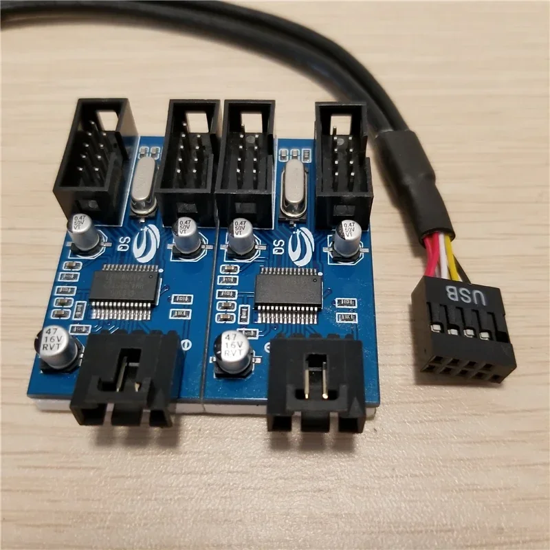 Placa-mãe usb 2.0 9pin 1 a 4 divisor extensão pcb chipset caso para computador interno reforçada extensor
