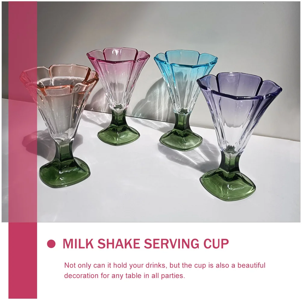 

Exquisite Clear Glass Cup for Milk Shake Ice Cream Creative Cocktail Party Decorative Beer Wine Juice Water Drinking Reusable