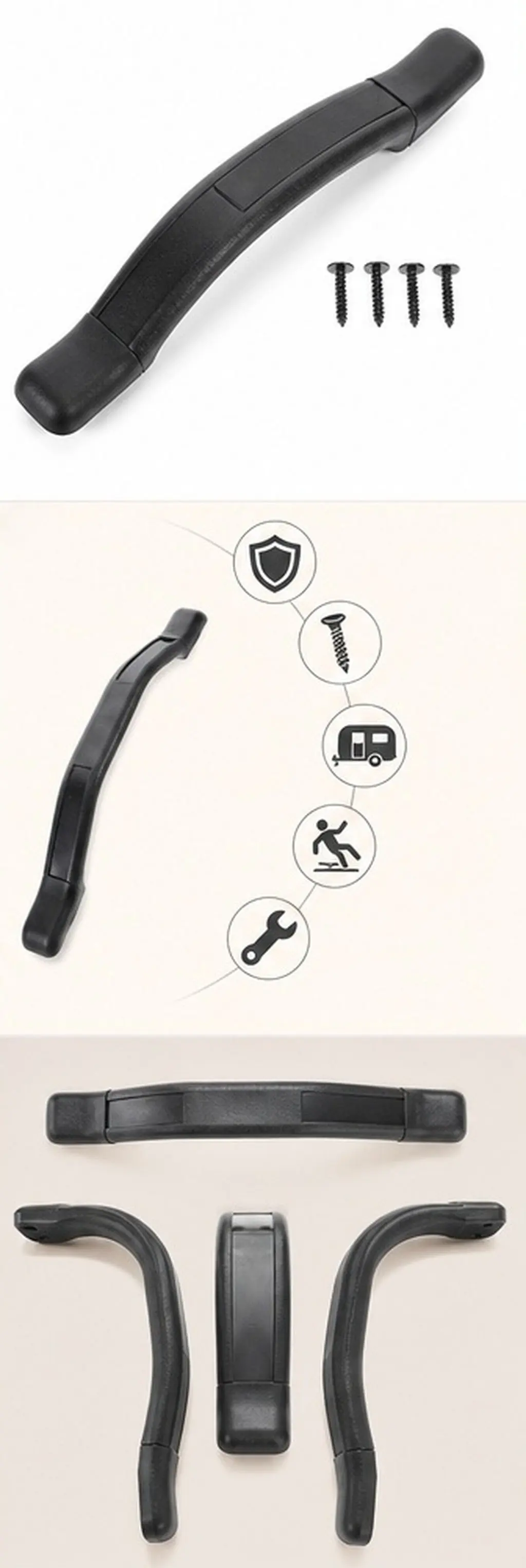 Plastic Grab Handle Sturdy Rv Entry Door Assist Bar Motor Home Trailer Stair Railing Handle Stair Railing Parts