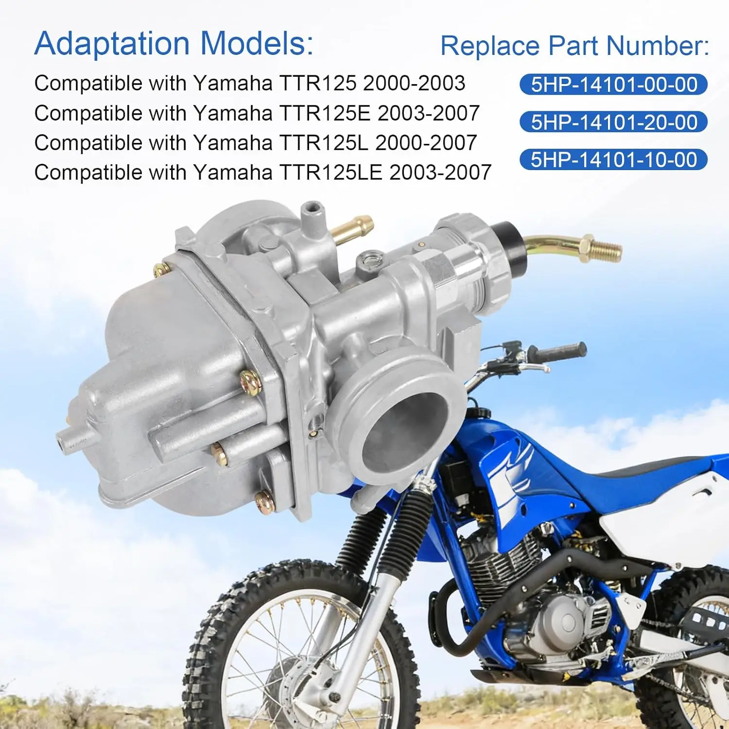 For Carburetor Replacement For Yamaha TTR125 TTR125E TTR125L TTR125LE 2000-2007 Dirt Bike Engine Carb Replace 5HP-14101-00-00 5H