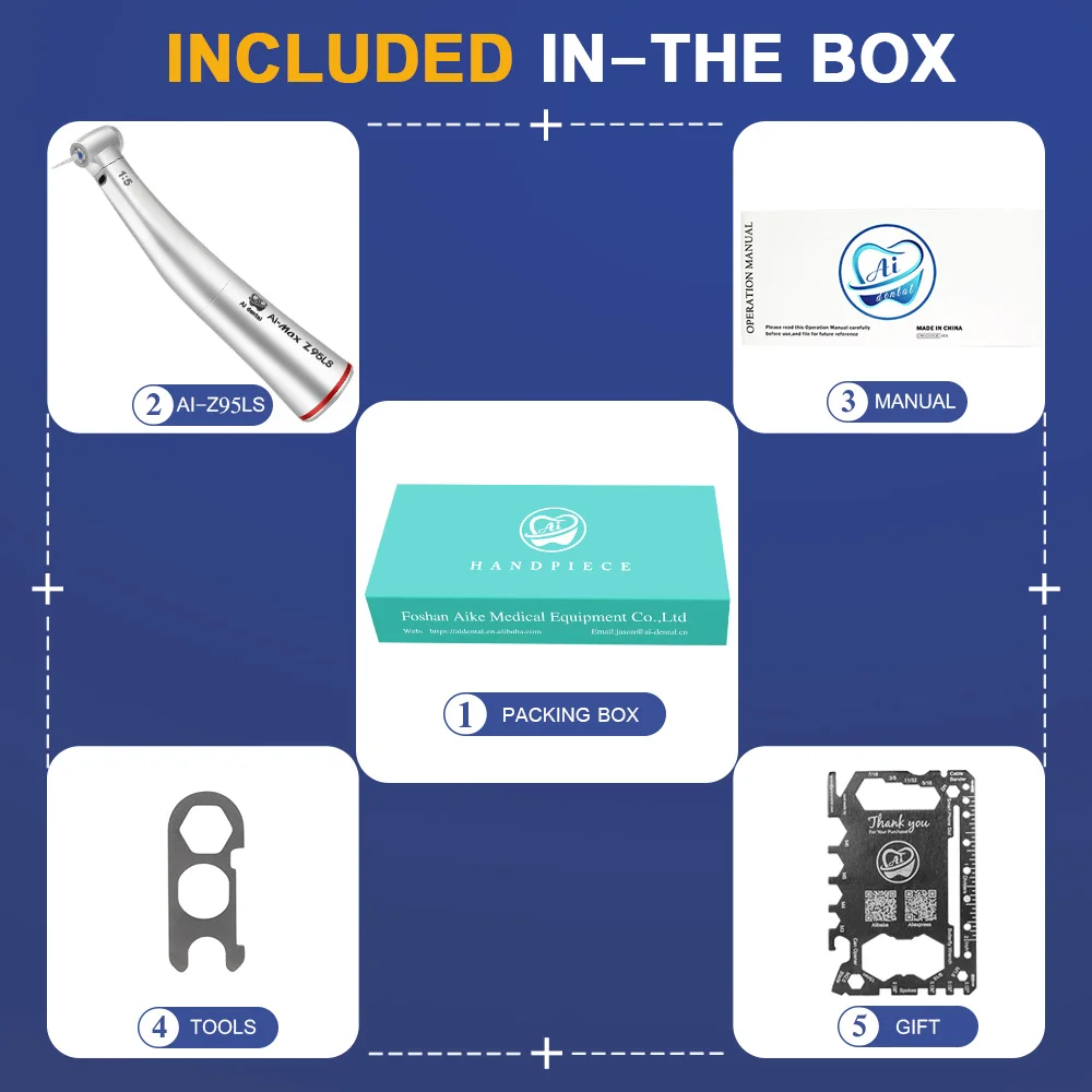 Smallest Head Dental Tool 1:5 Increasing Red Ring High Speed Contra Angle Handpiece for FG Burs AI-Z95LS