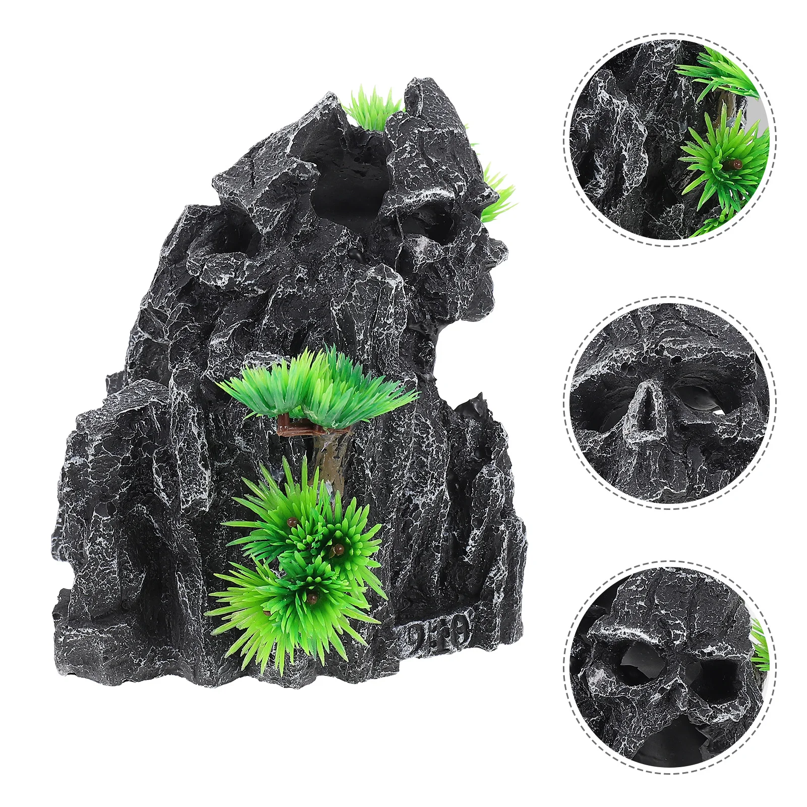 

Aquarium Mountain Statue Resin Skull Rockery Fish Tank Decor for Landscaping Vivid Fake Hill with Stable Base Small Compact