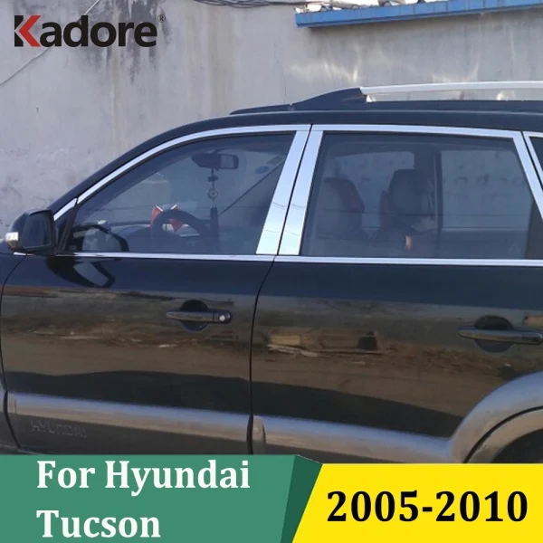 

Для Hyundai Tucson 2005 2006 2007 2008 2009 2010 центральные стойки окна B + C, молдинг, накладка, полоса, Стайлинг, внешние аксессуары