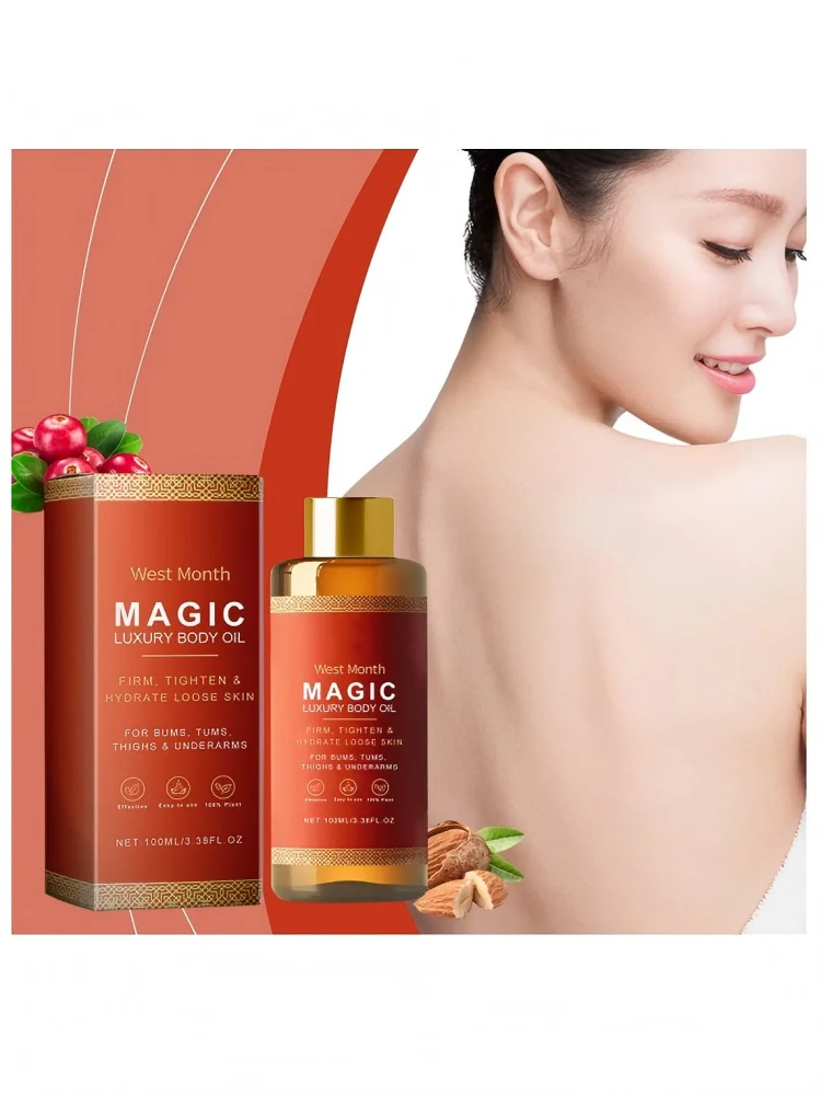 Huile corporelle de luxe magique du mois ouest, hydratante, raffermissement de la peau, Lifting ferme, poitrine, cuisses, rajeunissement lisse, huile de Massage corporel