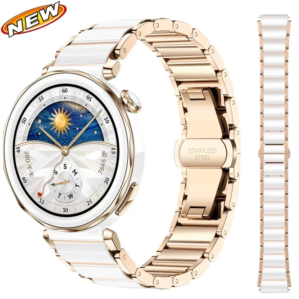 

18mm Ceramics+Metal Strap For Huawei Watch GT5 Pro 42mm Butterfly Buckle Replacement Bracelet For Huawei Watch GT5/4 41mm Correa