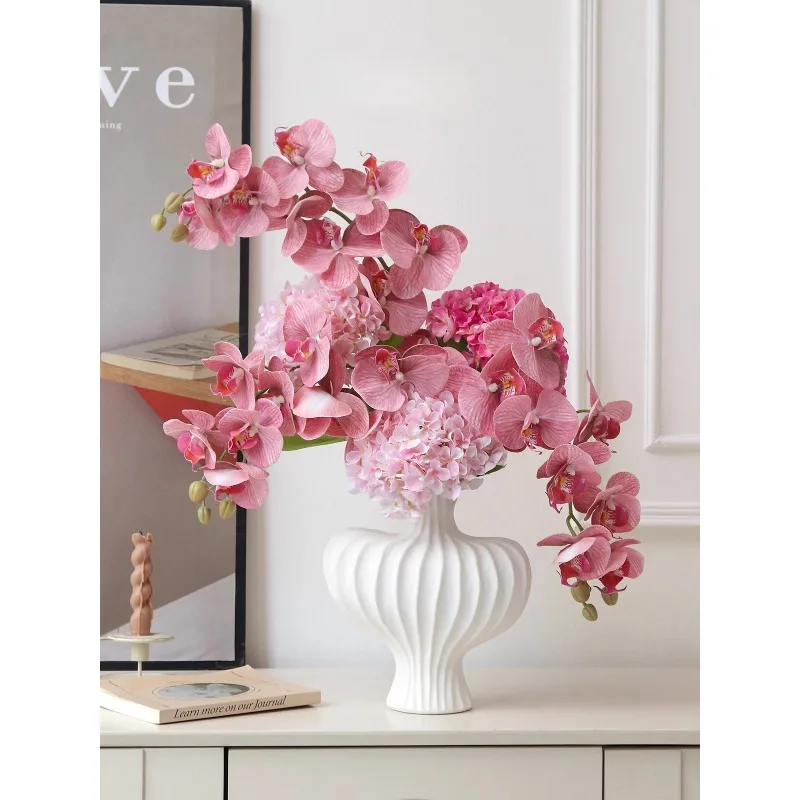 Phalaenopsis hydrangea simulated flower realistic feel fake flower living room dining table flower arrangement decoration orname