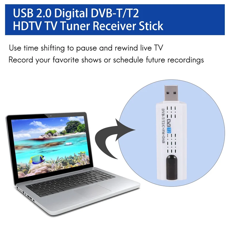 USB 2.0 цифровой DVB-T/T2 SDR+DAB+FM HDTV ТВ-тюнер приемник