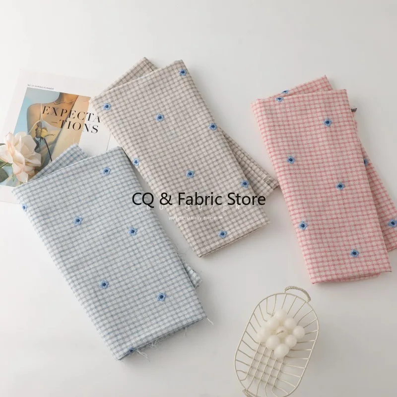 Ins Style Spring Summer Thin Floral Embroidery Fabric For Women Dress Kids Clothing DIY Material By The Meter