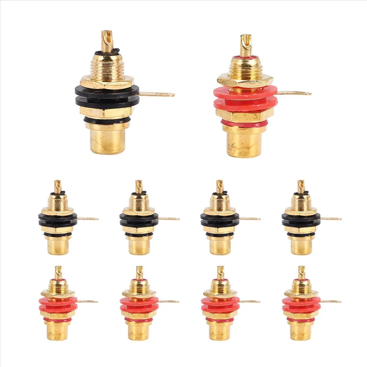 L77A 10Pcs/Lot Connector Gold Plated Female Jack Socket Solder Wire Connector Panel Mount Chassis