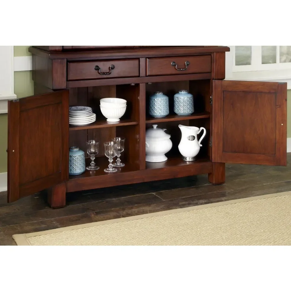 Kitchen Cabinets Rustic Cherry Color Buffet Cabinet Buffet Cabinet With Storage Space and Felt-lined Drawers Furniture Home