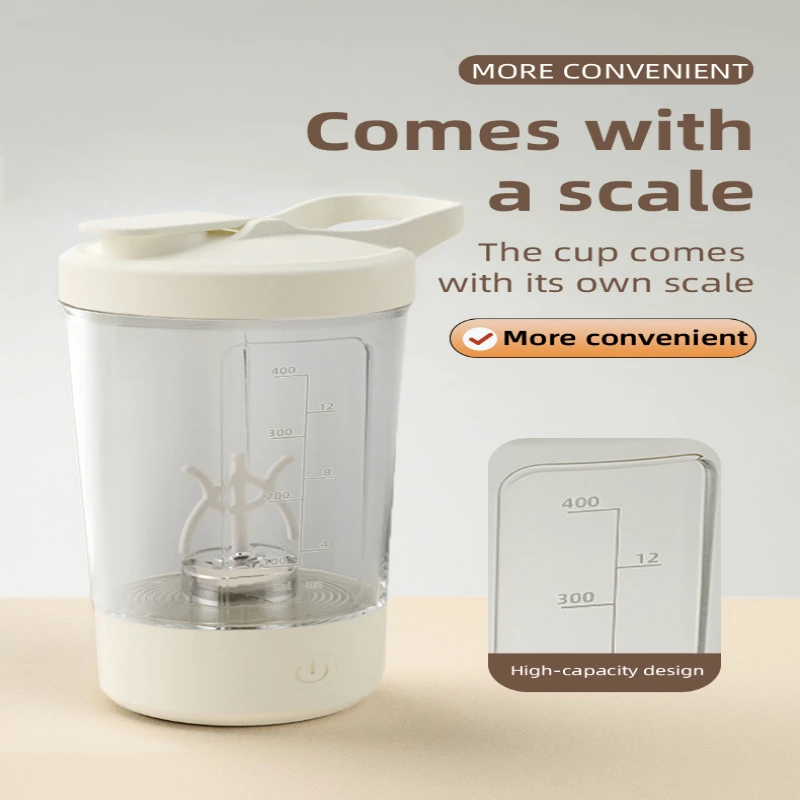Tazza portatile USB automatica da 500 mAh, tazza frullatore senza BPA per caffè, frullati proteici, latte in polvere, coperchio a prova di perdite, design con venature del legno