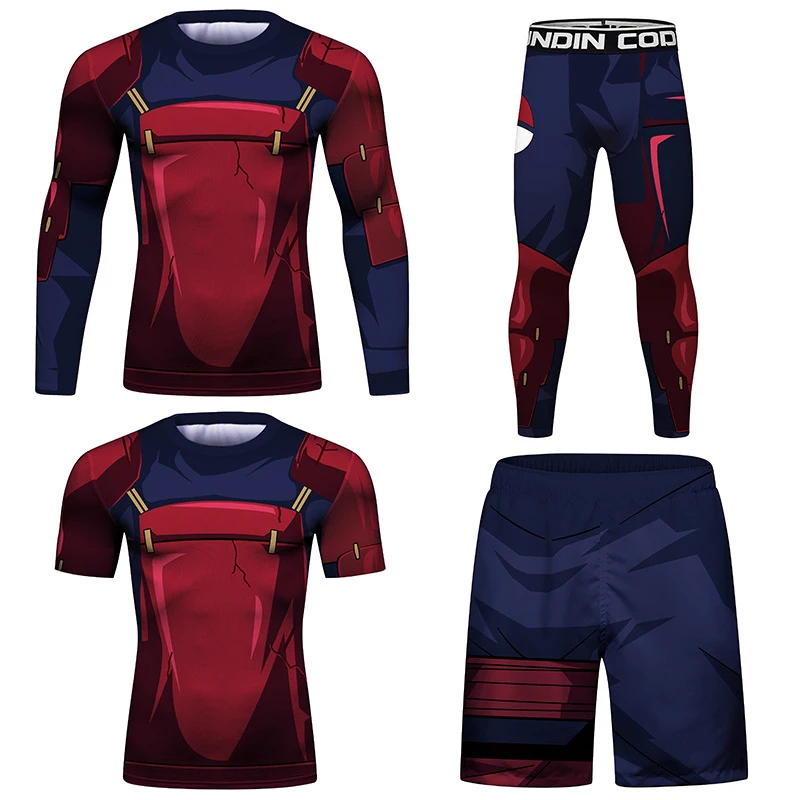 Bjj Boxing Shirts Set Compression Men MMA shirt+Pants Sets Rashguard Jitsu Rash Guard KickBoxing Muay Thai JerseyS MMA Fightwear